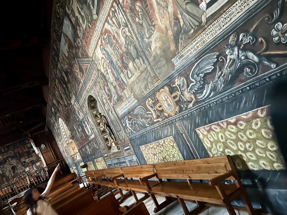 Decorated tiles inside the chapel